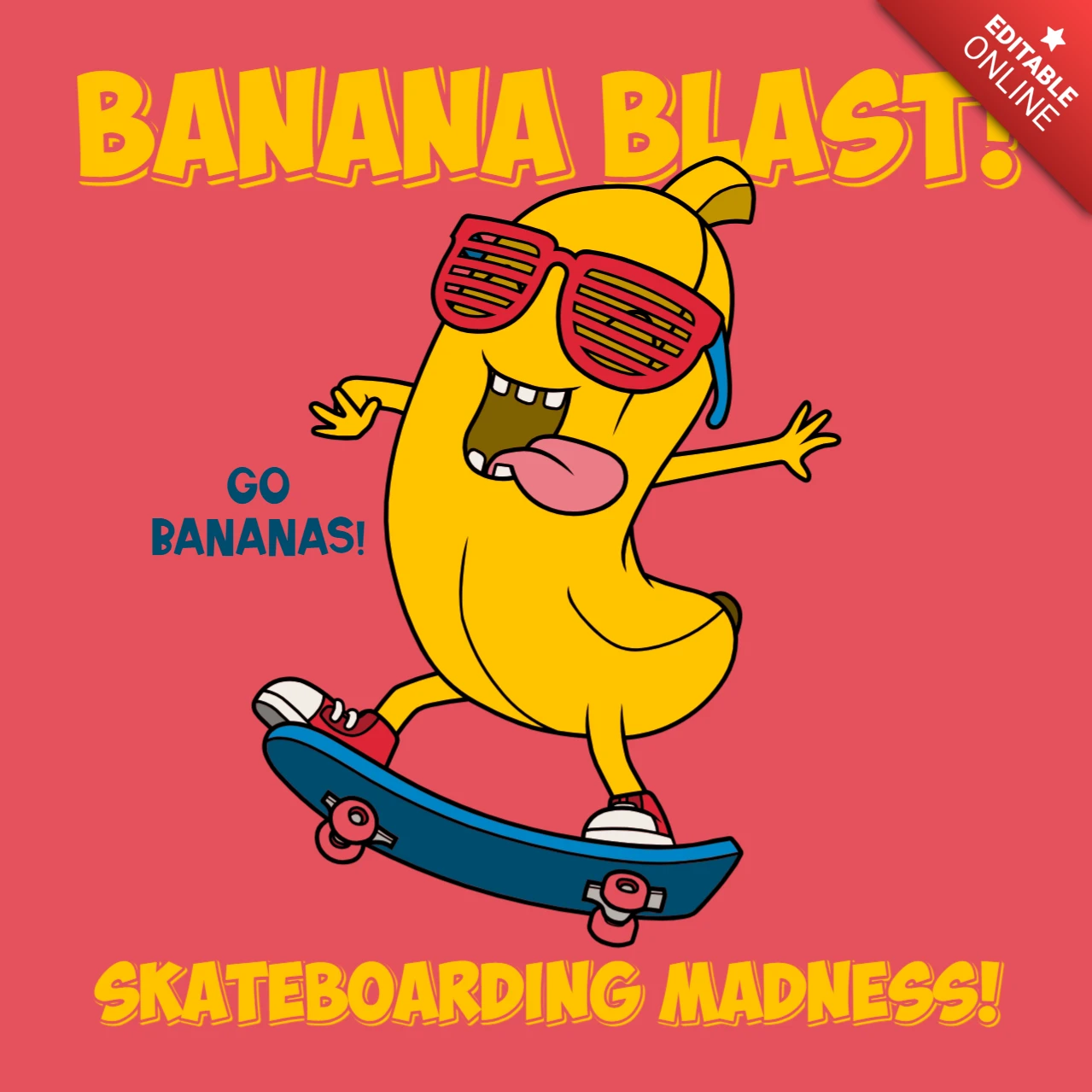 Banana Skateboarding Design Template for Fun Comic Apparel