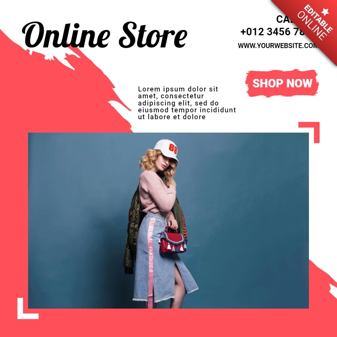 Modello di design del post di instagram per la vendita di un negozio online