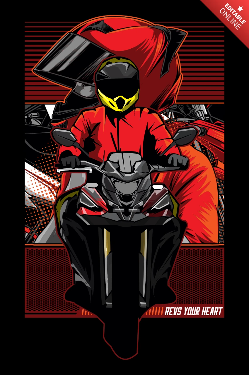 Plantilla de diseño de camiseta de motorista