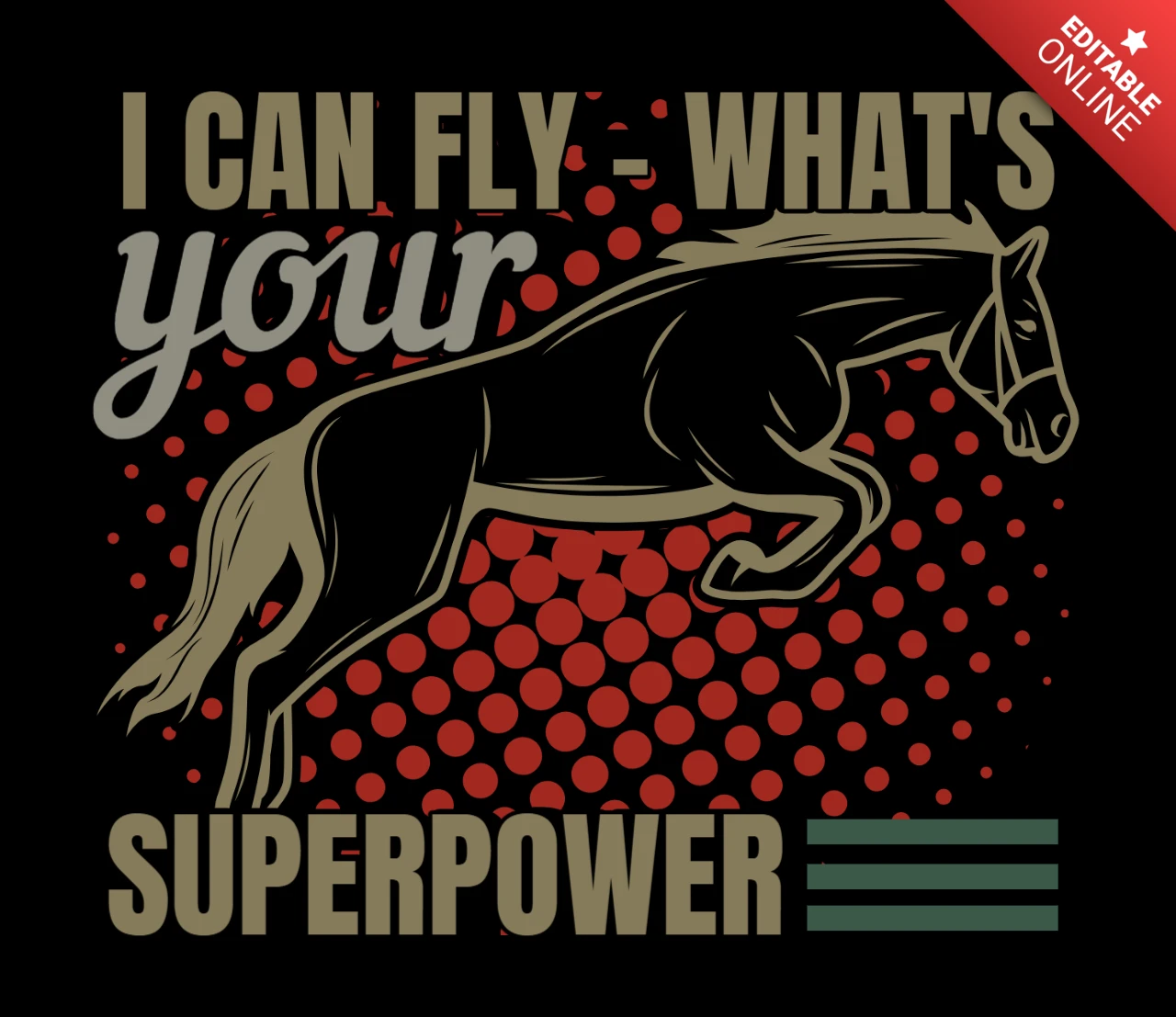 Eu posso voar, qual é o seu superpoder? Modelo de design de camiseta inspiradora de corridas de cavalos.