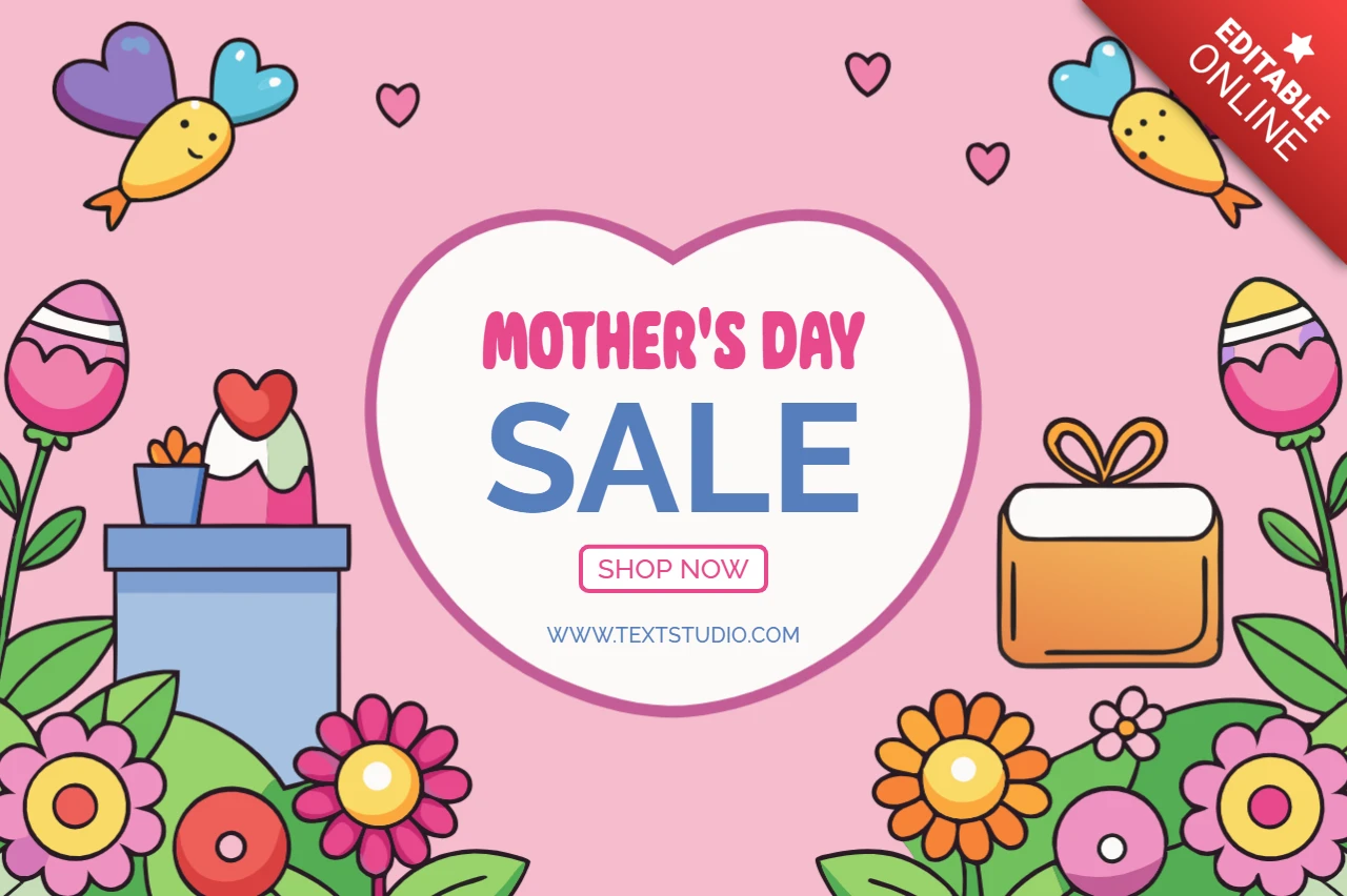 Colorful Mother's Day Sale Design Template with Floral Elements