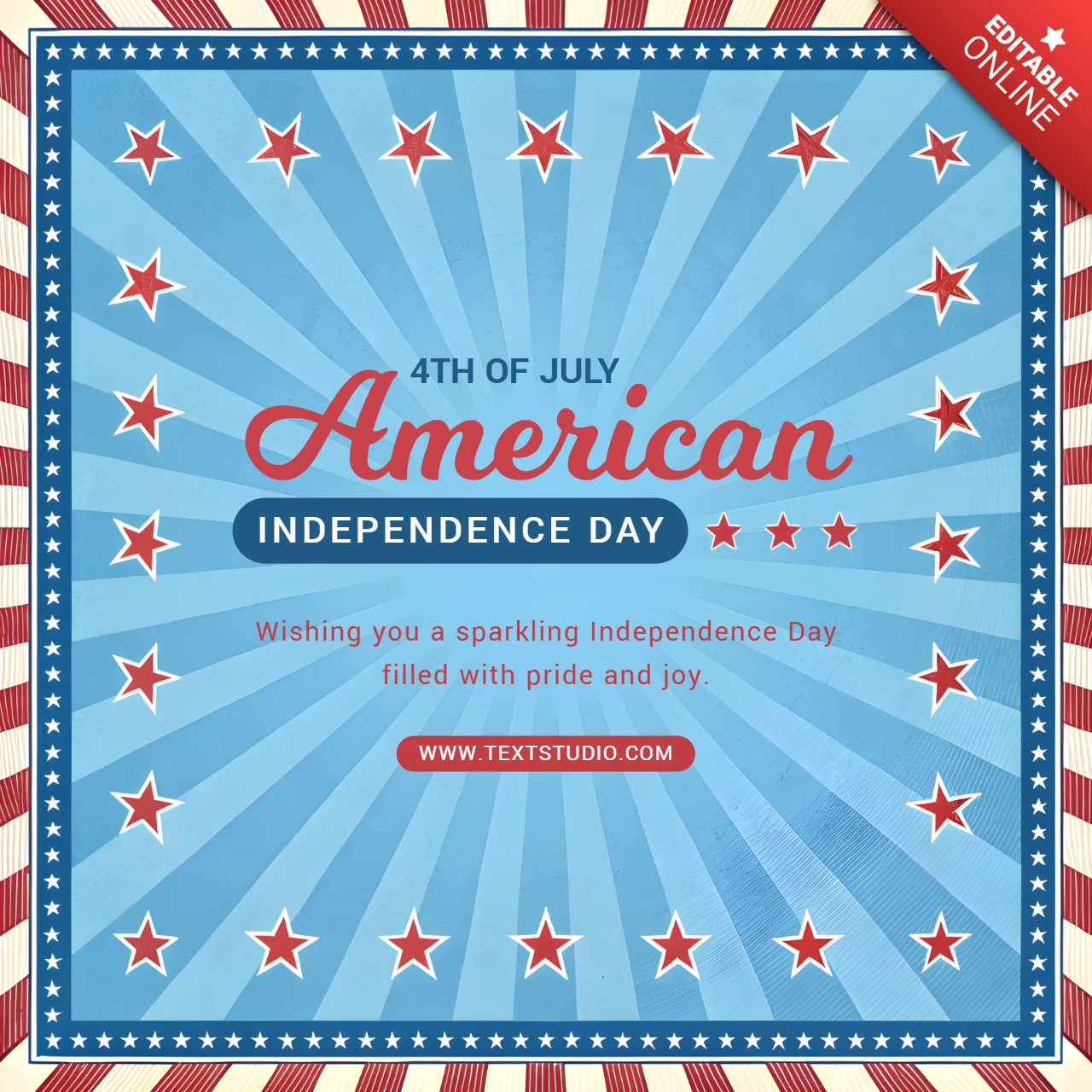 4 juli amerikaanse onafhankelijkheidsdag viering sjabloon met sterburstontwerp