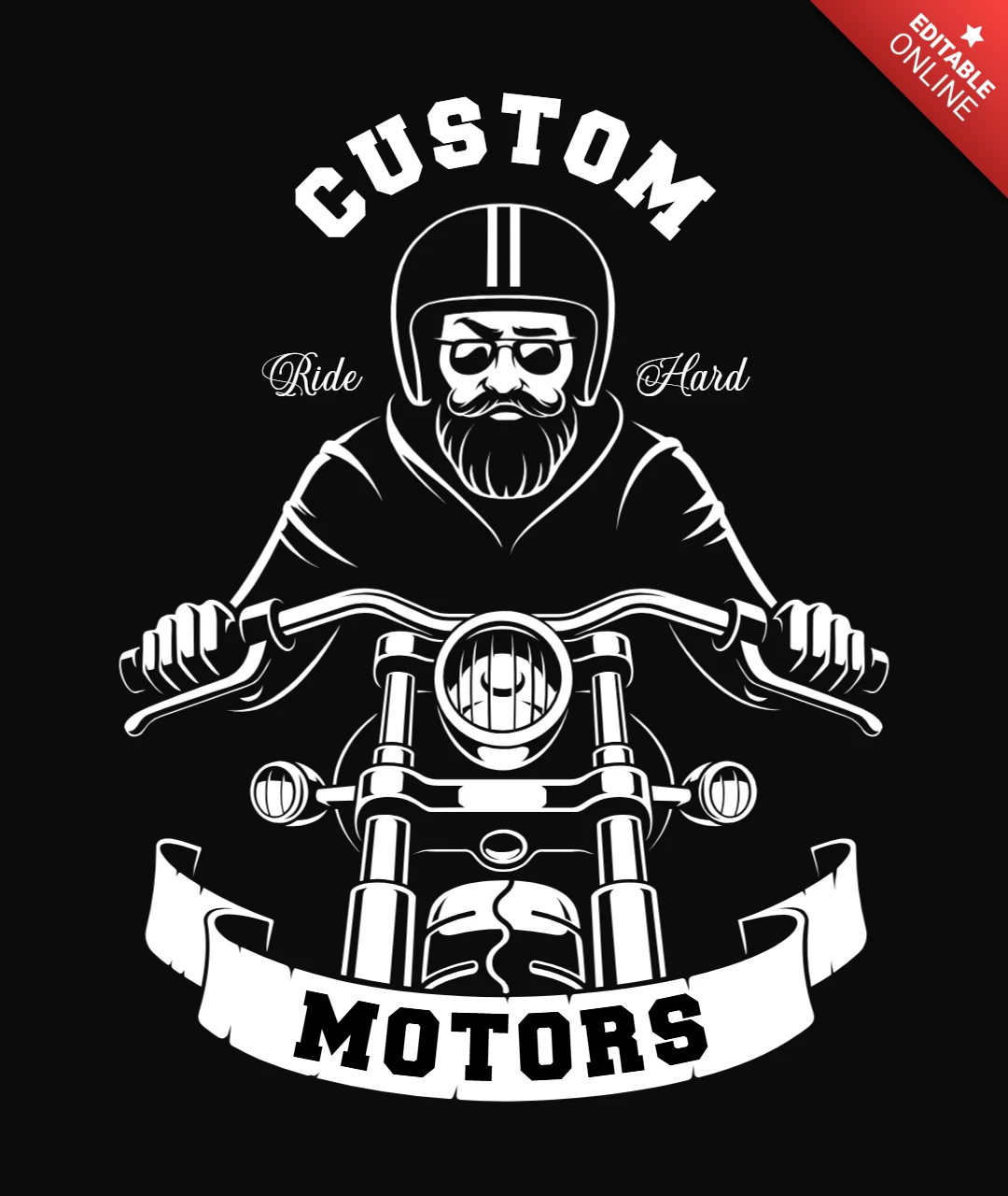 Le motard sur sa moto avec sa barbe, modèle de t-shirt