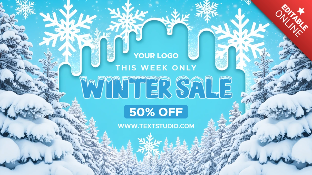 Modèle de conception de vente d'hiver avec des flocons de neige pour des flyers promotionnels