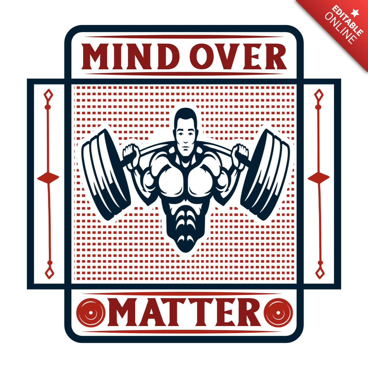 Vintage Fitness Motivational Design Template: Mind Over Matter