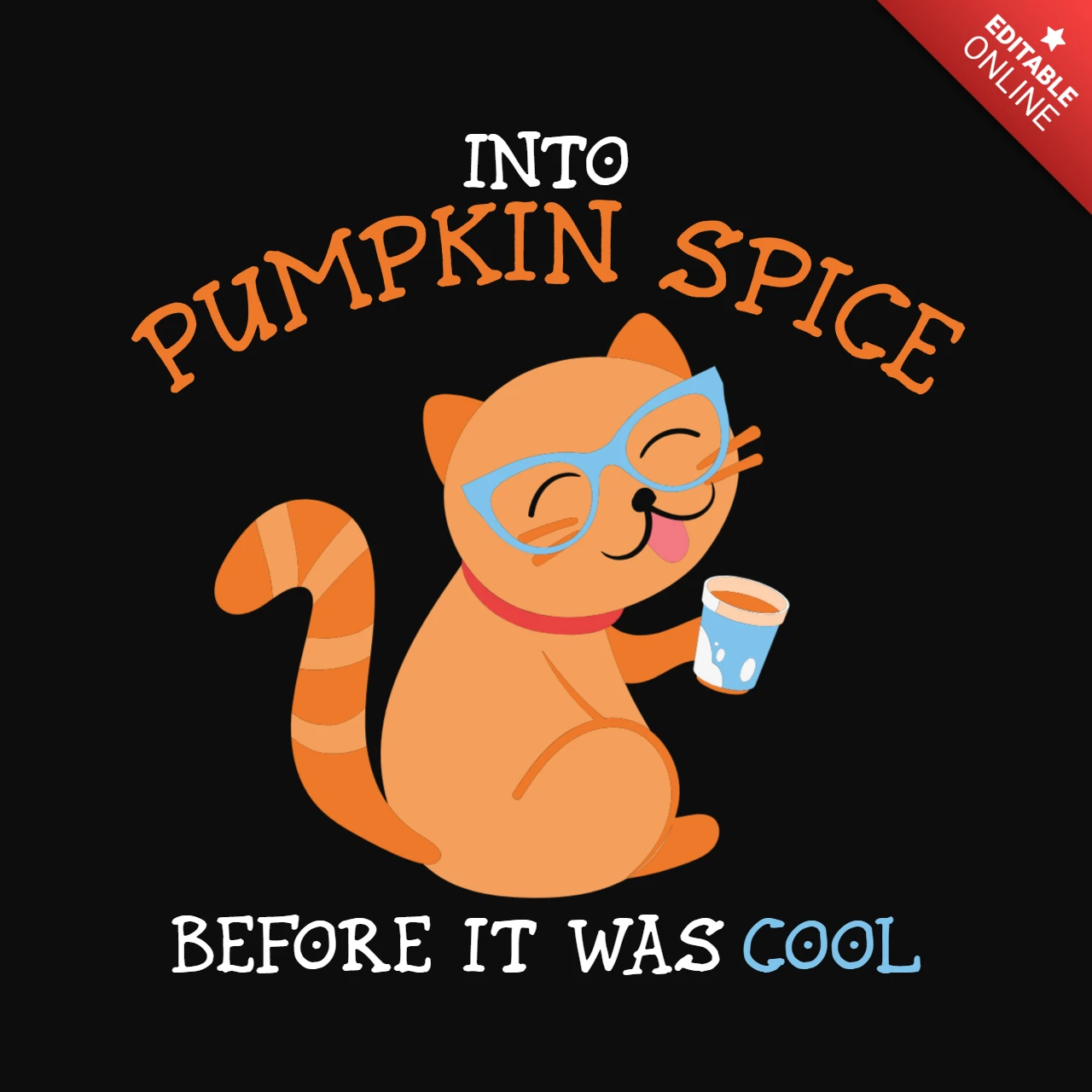 Szablon koszulki z kotem i pumpkin spice latte