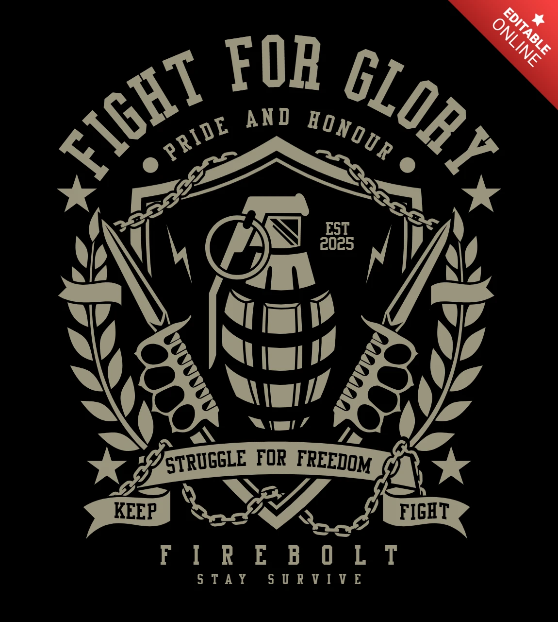 Fight For Glory Grenade T-Shirt Design Template