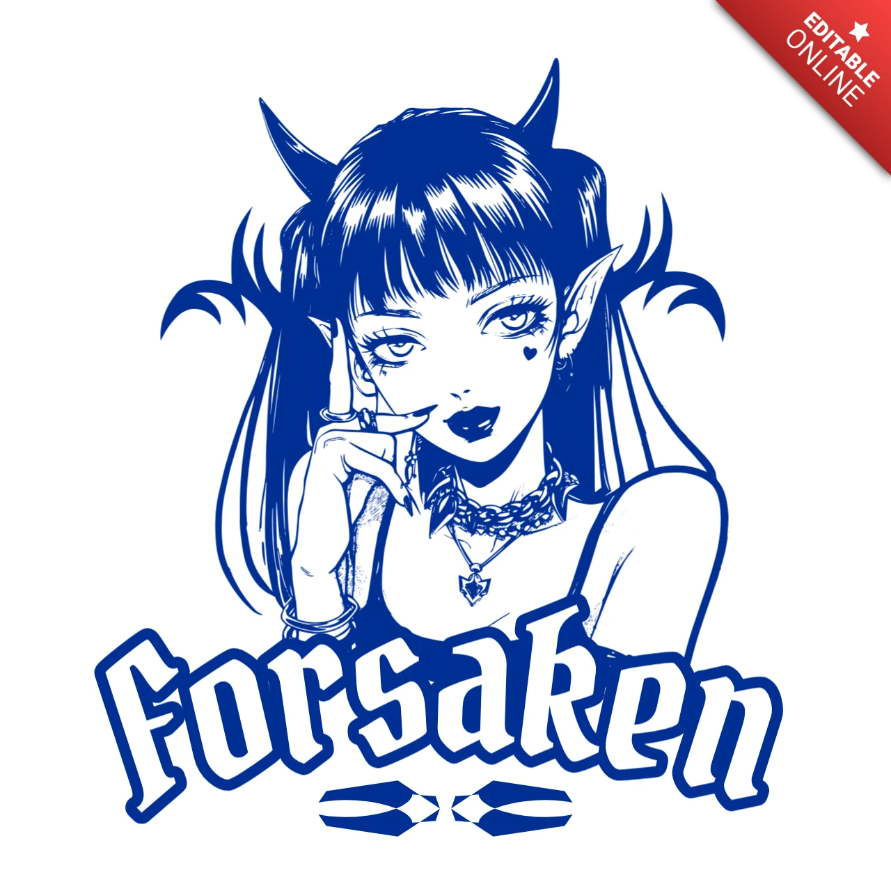 Grazia abbandonata ragazza elfica cornuta in template di design t-shirt malinconica