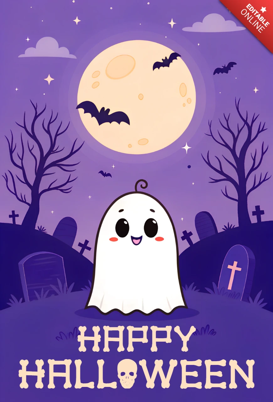 Verspieltes Gespenst Halloween Designvorlage für festliche Grußkarten