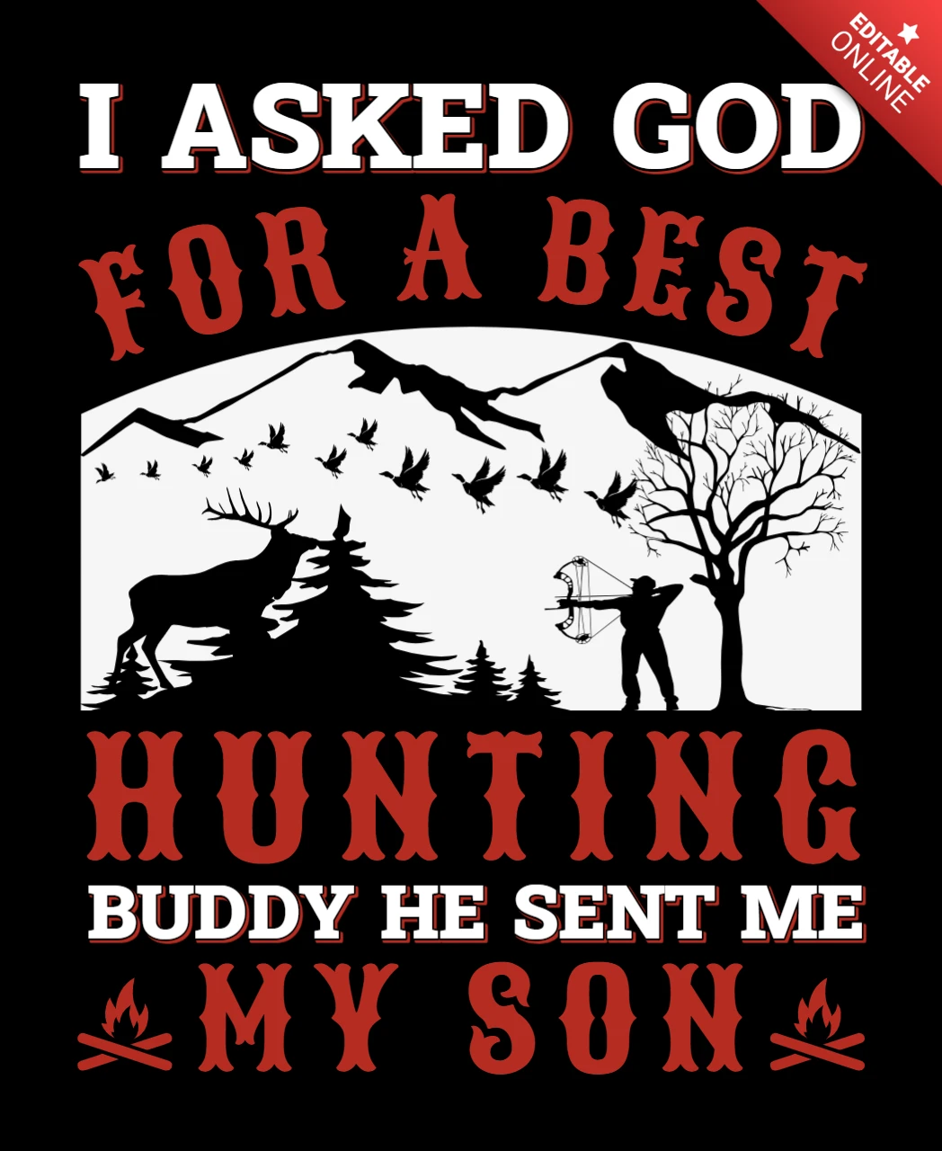 Vintage Hunting Buddy Quote Design Template for Custom Apparel