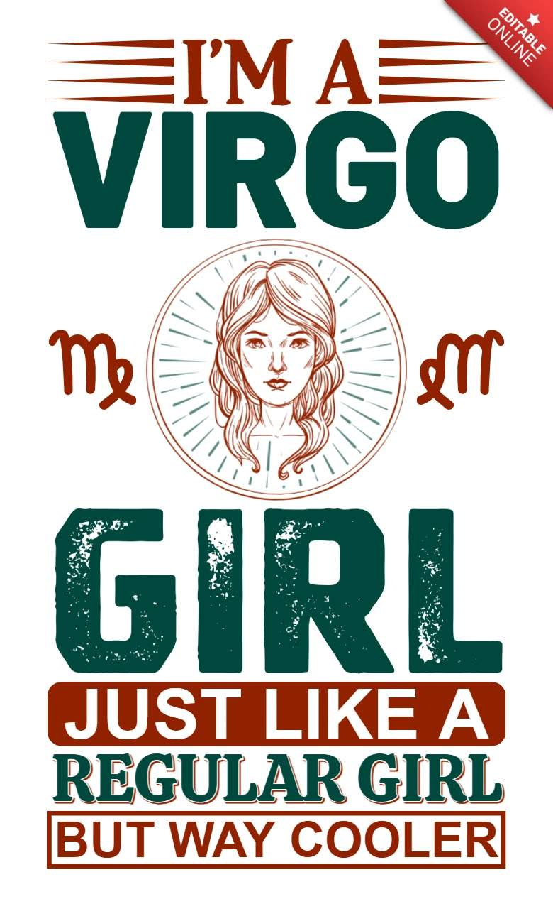 Cool Virgo Girl Typography Design Template for Custom Apparel