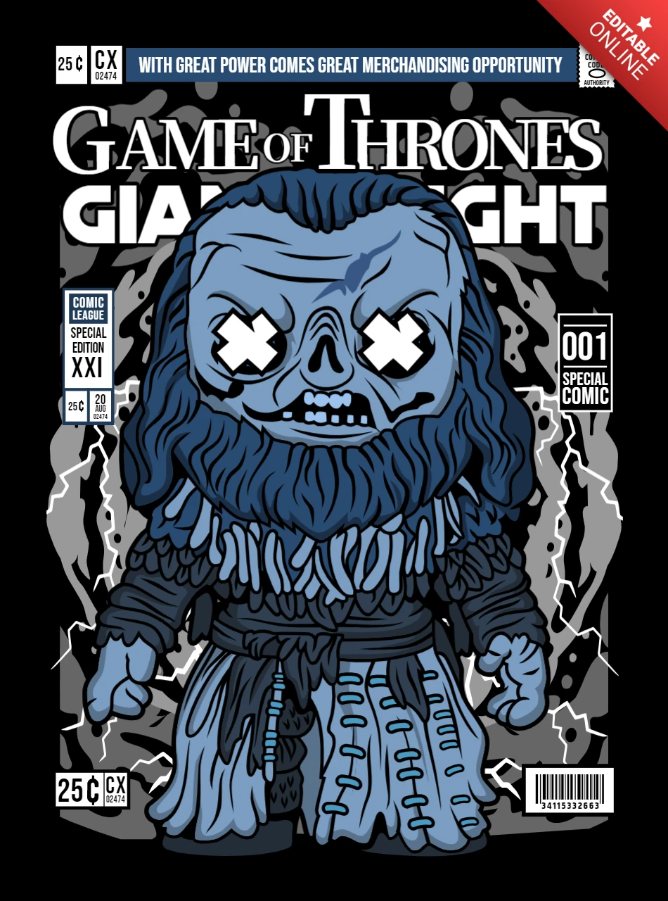 Game Of Thrones Cartoon Character Magazine Cover Design Template