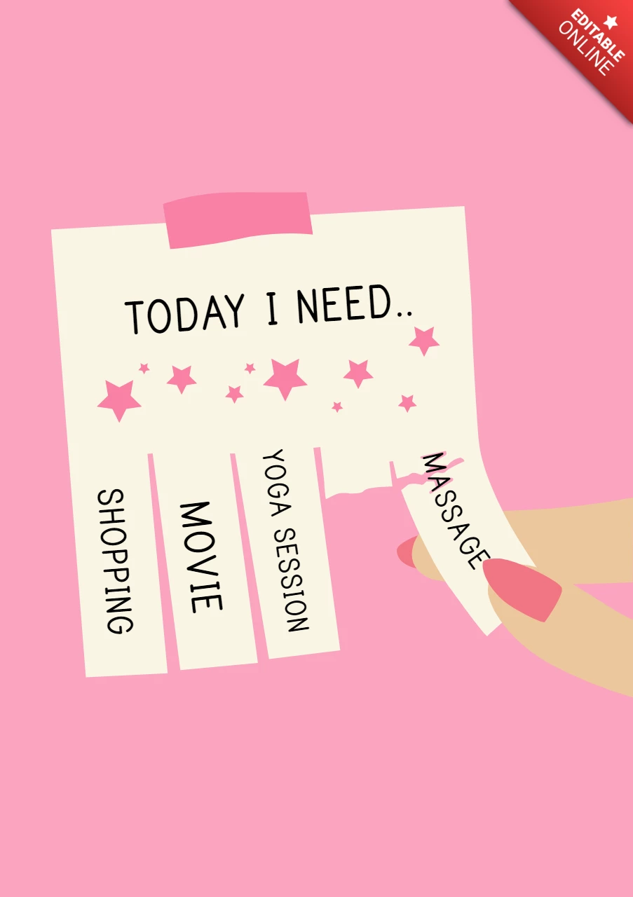 Self Care Note Retro Flat Printable Poster