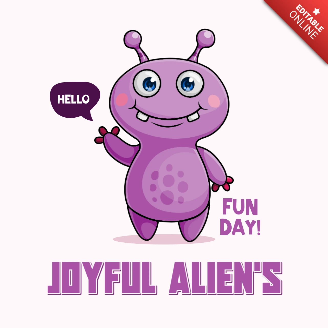 Fröhliche Alien-Cartoon-Design-Vorlage für Spaß Kinder Merchandising
