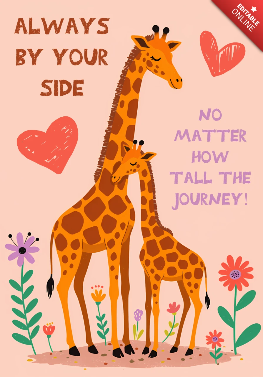 Always By Your Side Giraffe Design Template for Heartwarming Moments