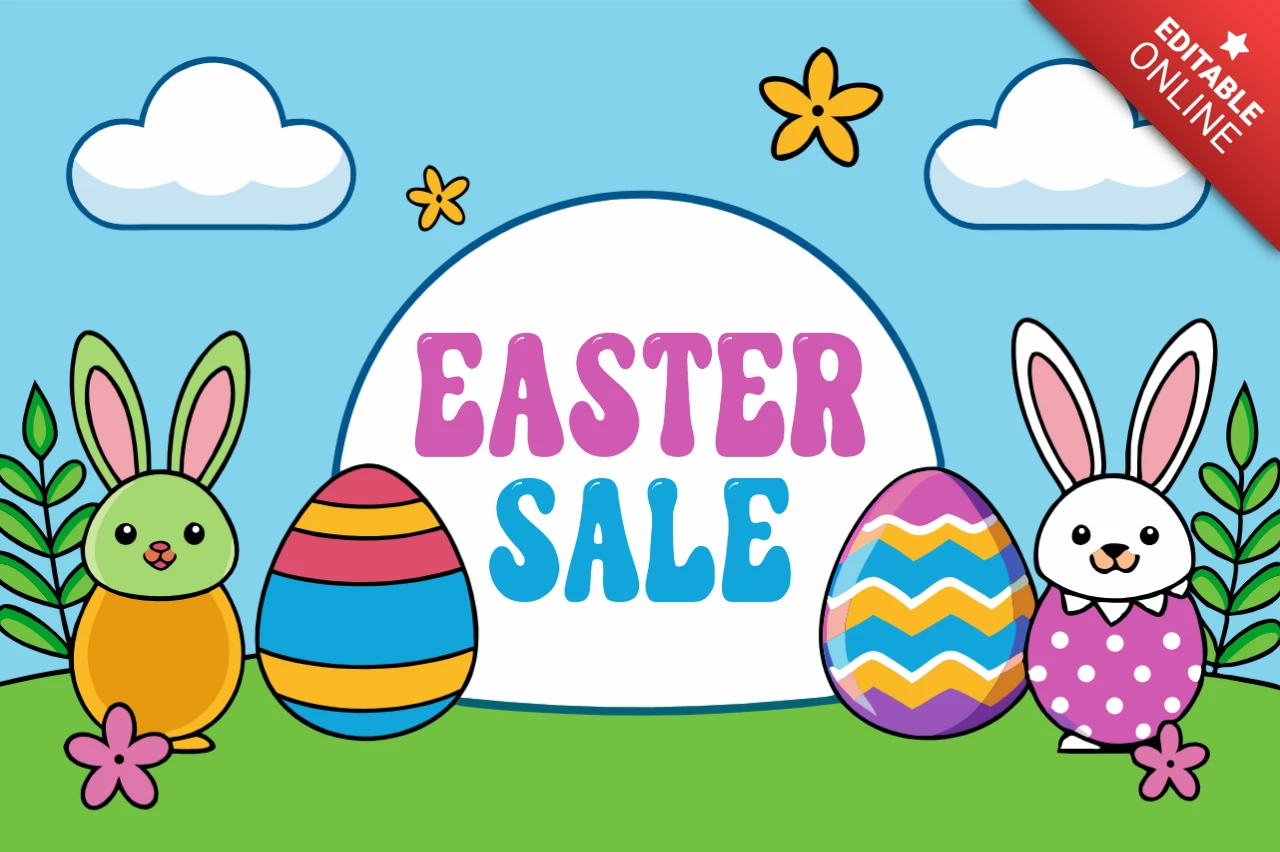 Modèle de conception de vente de Pâques colorée pour les promotions festives