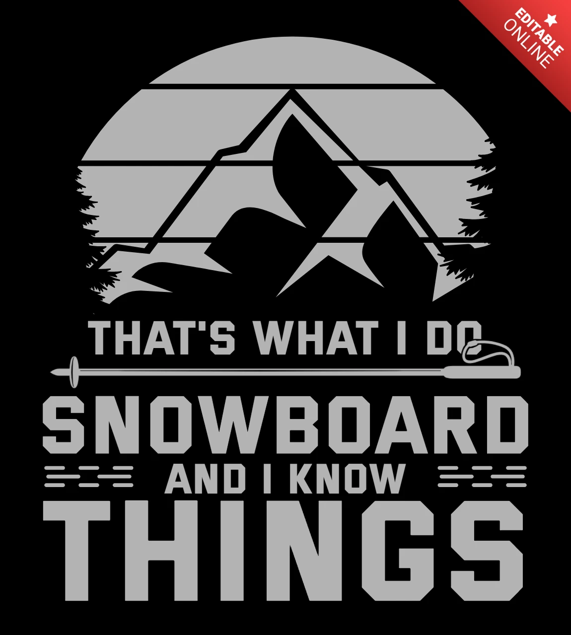 Modèle de t-shirt vintage de snowboard
