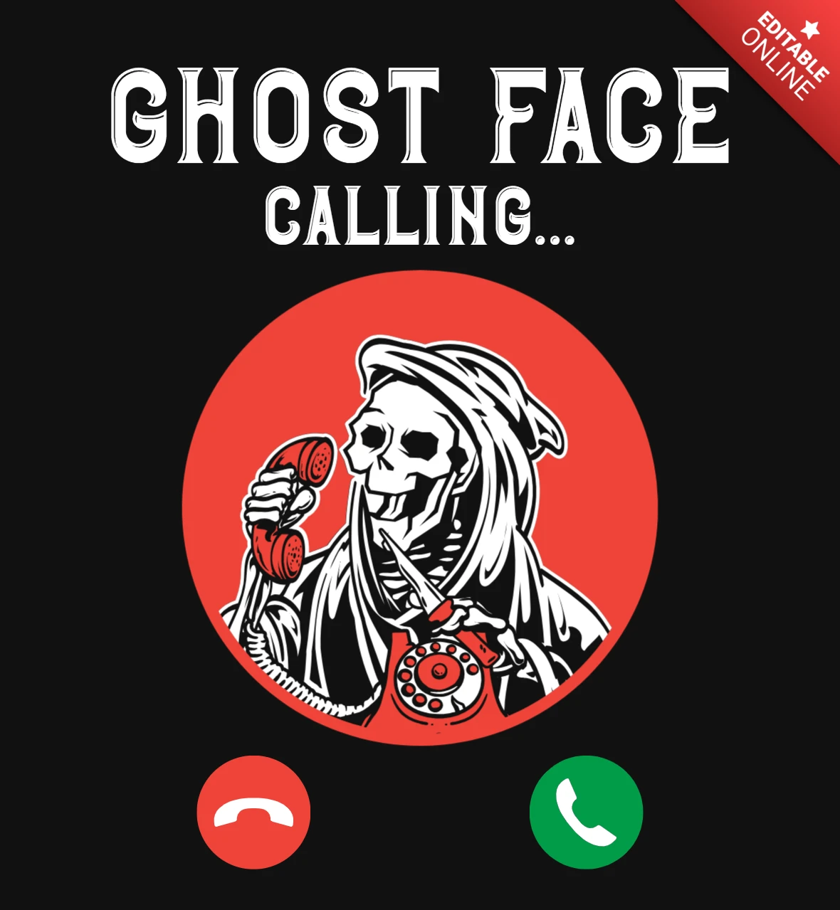 Ghost Face Calling Halloween T-Shirt Design Template
