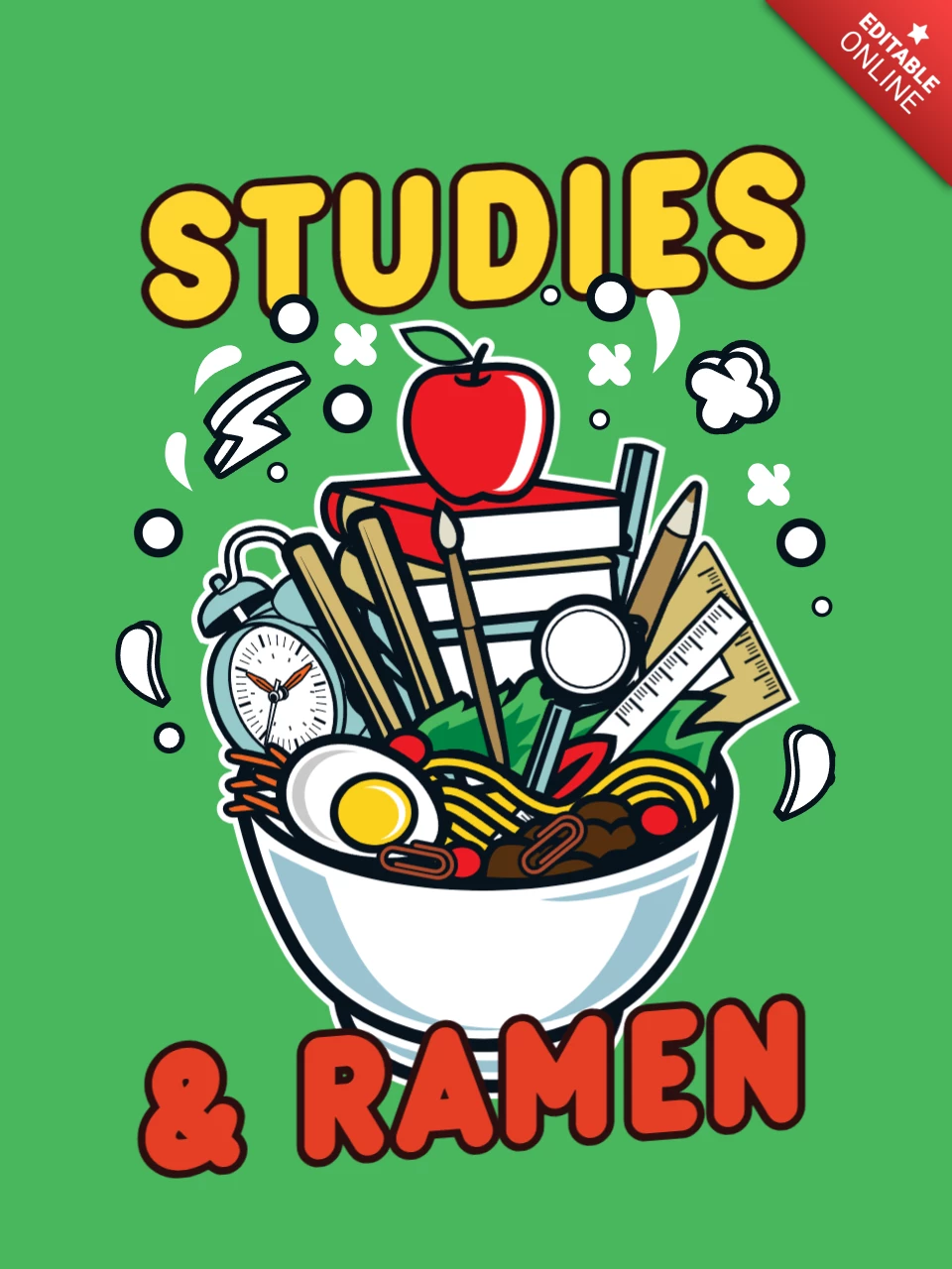 Studies And Ramen T-Shirt Design Template
