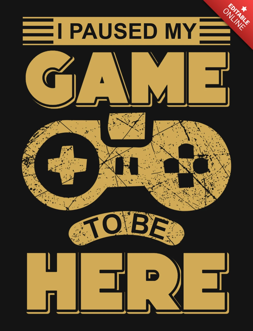 Pausei meu jogo para estar aqui modelo de design de camiseta com citação de jogo