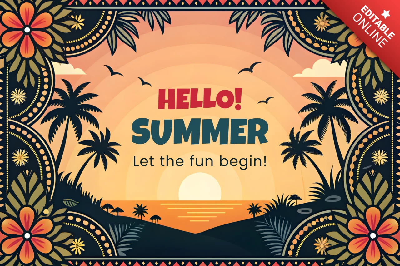 Vibrante zomergroeten ontwerp sjabloon voor leuke evenementen