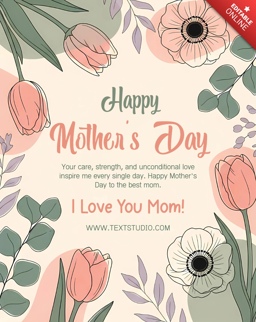 Minimal Botanical Mother’s Day Greeting Card Template