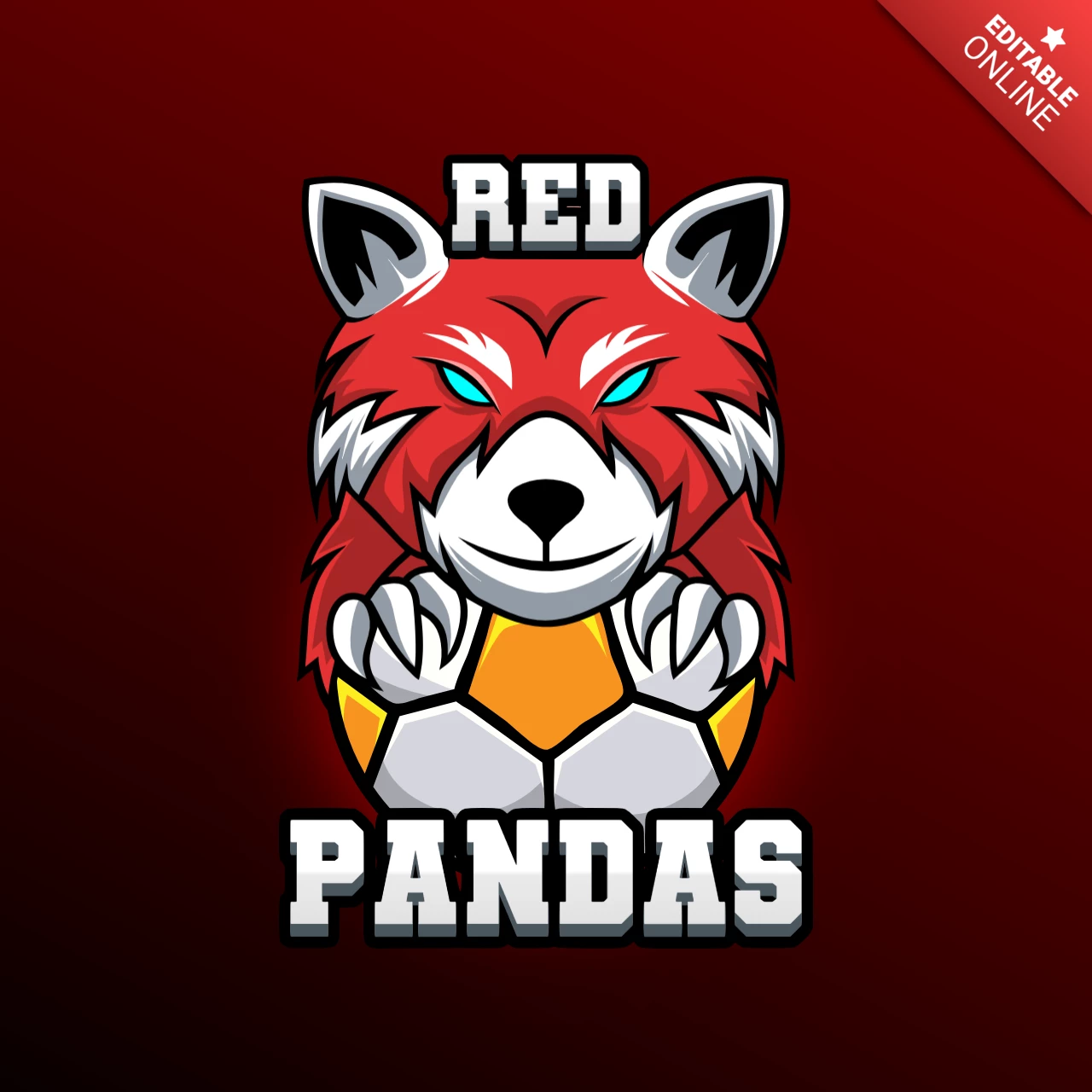 Rode panda's dierlijke sport mascotte team badge