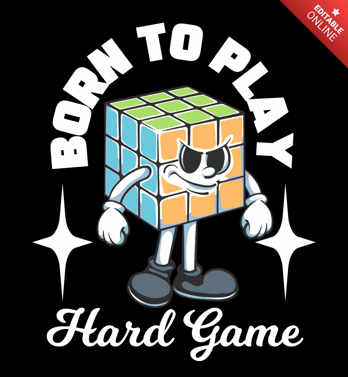 Né pour jouer, personnage confiant de Rubik's Cube embrassant le design de t-shirt de jeu difficile.