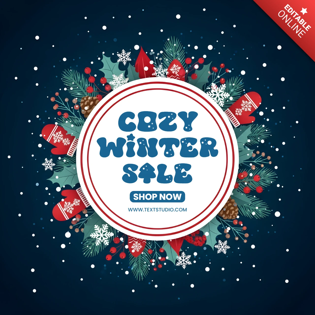 Cozy Winter Sale Design Template with Festive Elements for Holiday Promotions