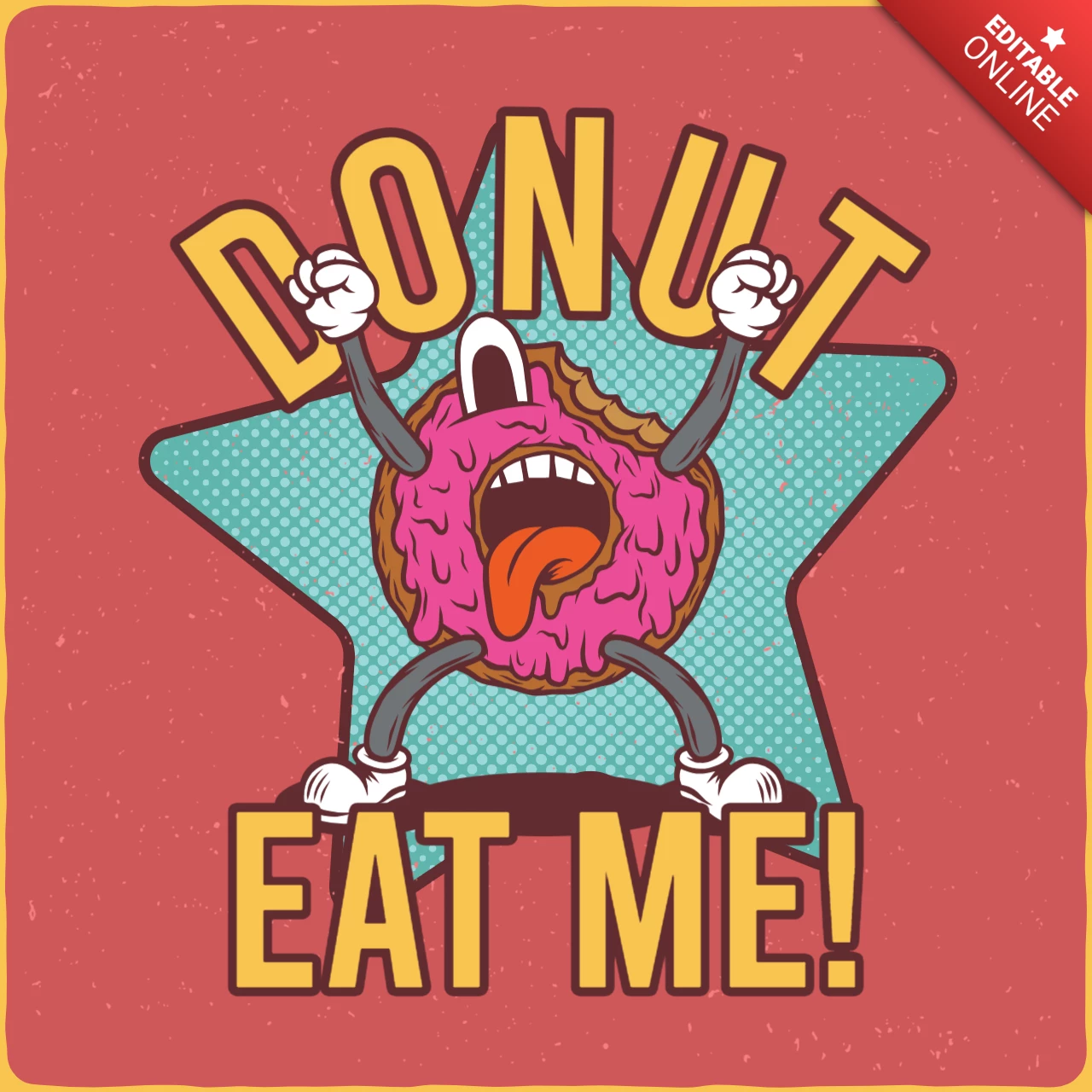 Lustiger donut charakter t-shirt design vorlage