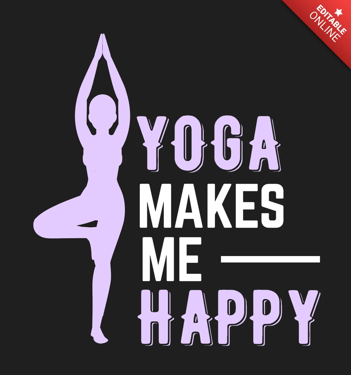 Modello di design per maglietta Yoga makes me happy