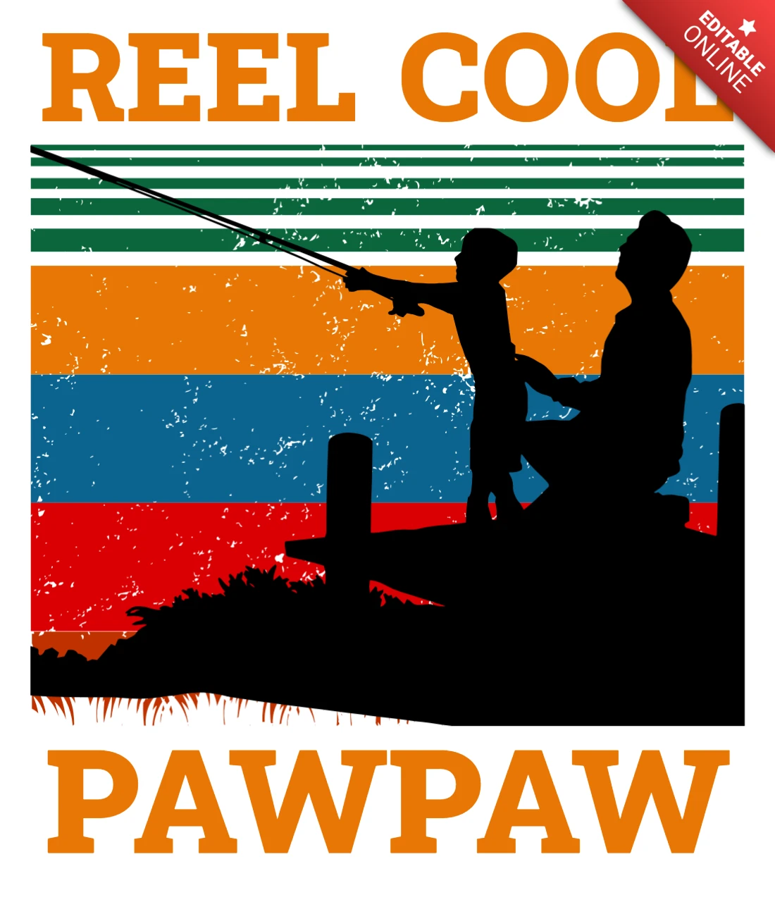 Reel cool pawpaw vintage design template for fishing enthusiasts (modèle de conception vintage pour les amateurs de pêche)