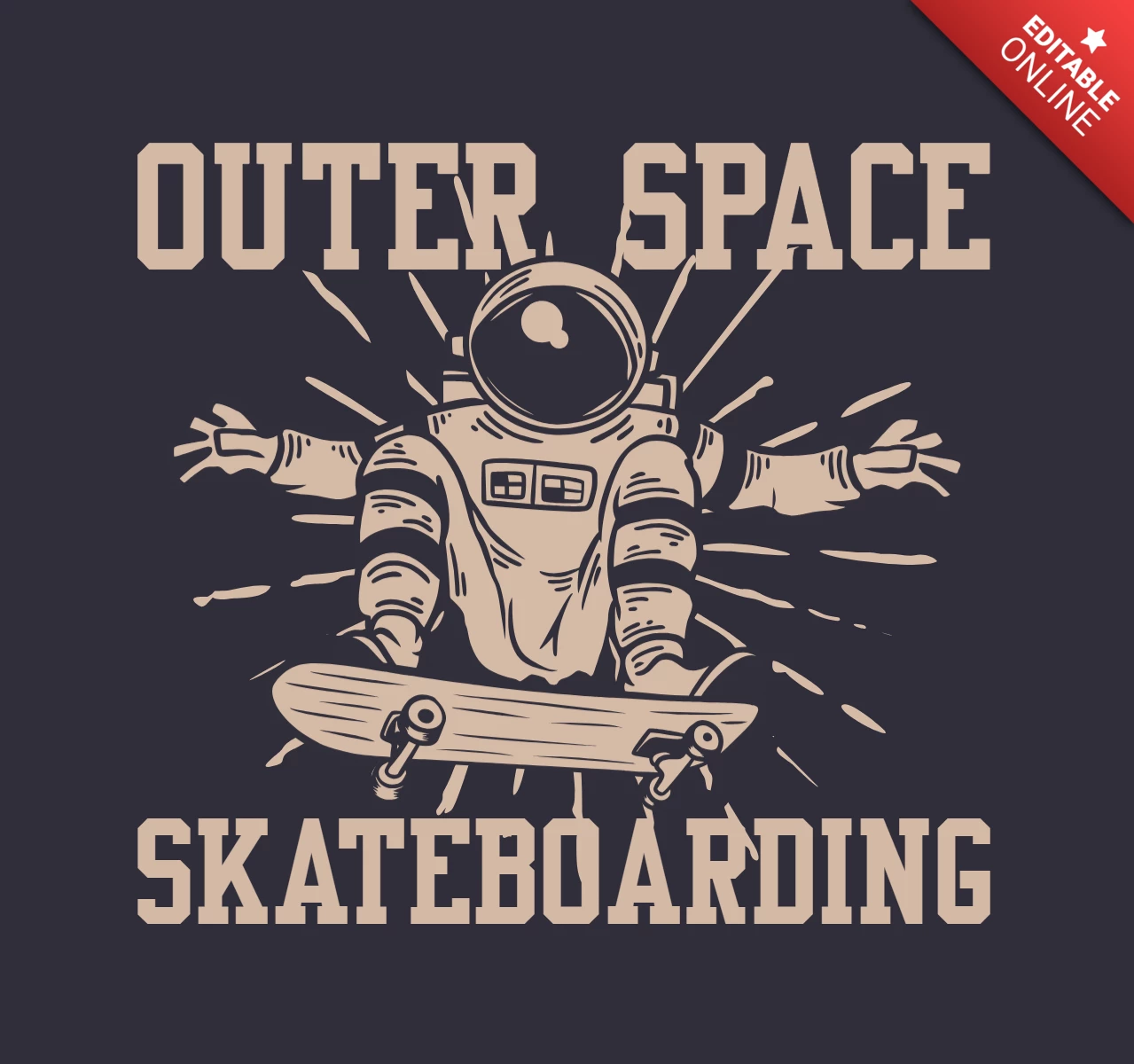 Astronaut Riding Skateboard Vintage T-shirt Design Template