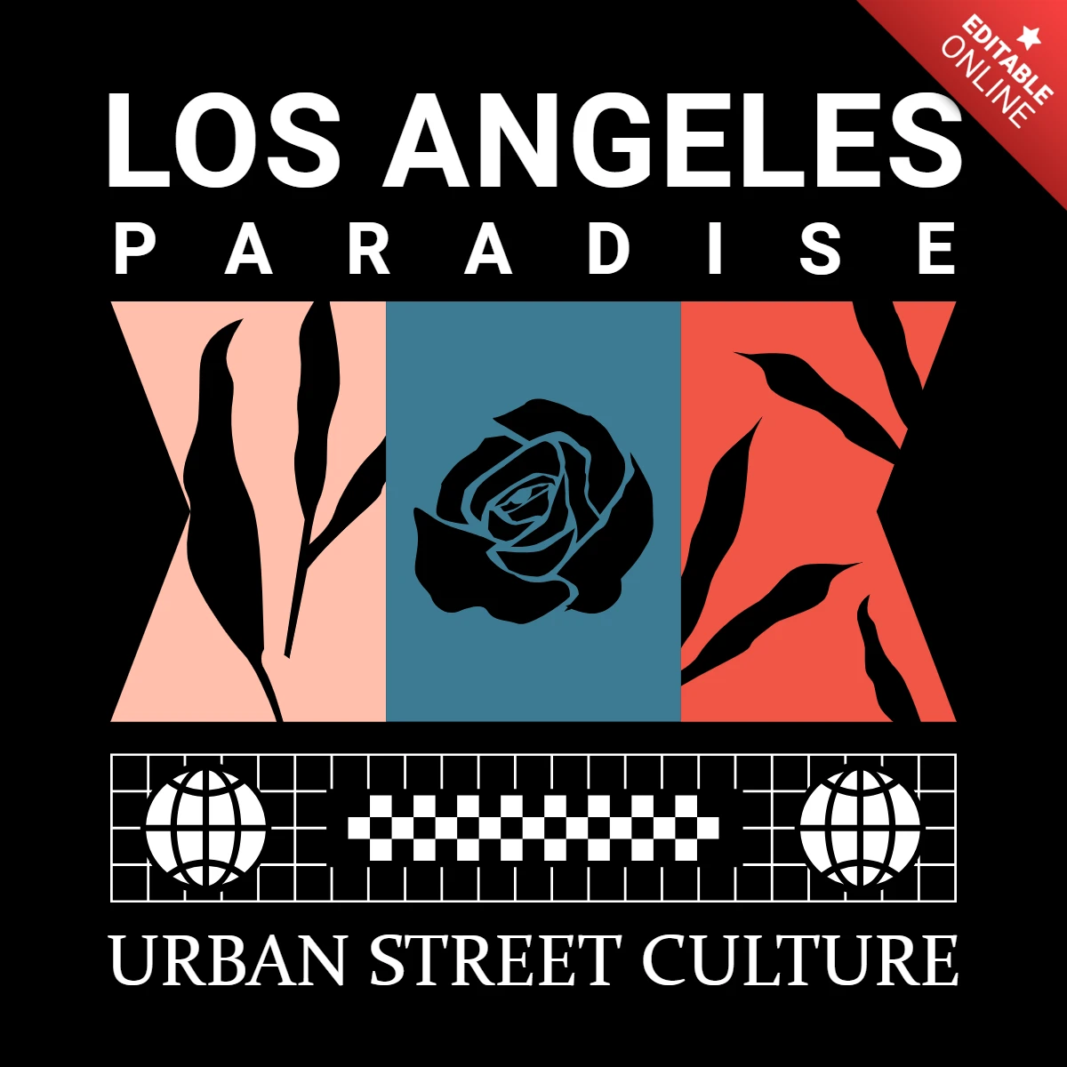 Modèle de design de culture de rue de Los Angeles avec graphique de rose pour vêtements