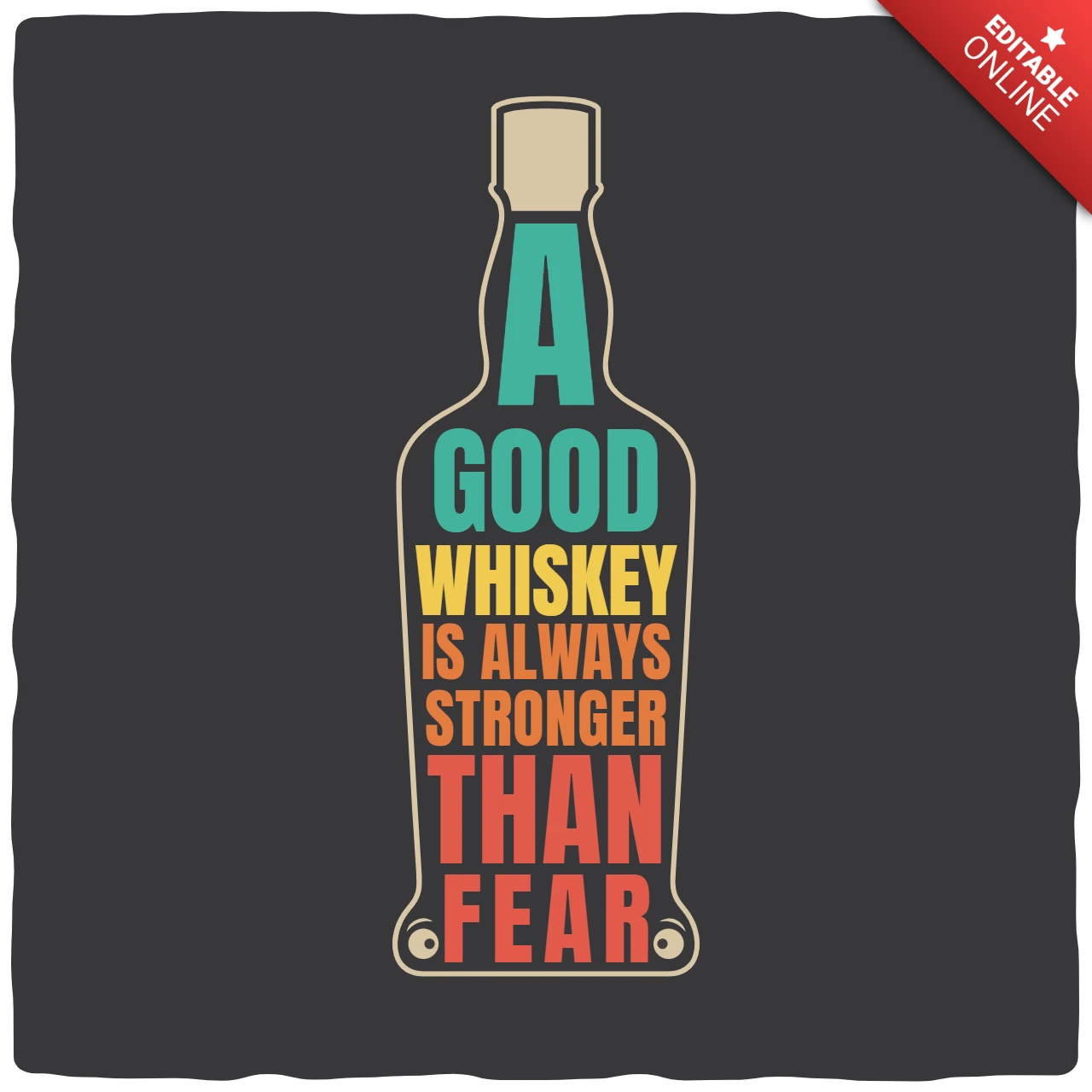 Whiskey lettering and bottle Vintage T-shirt Design Template