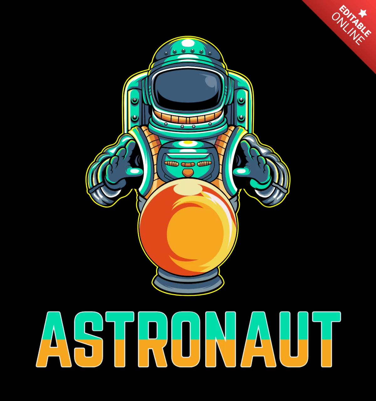 Astronout 天文学者のロゴ デザイン テンプレート