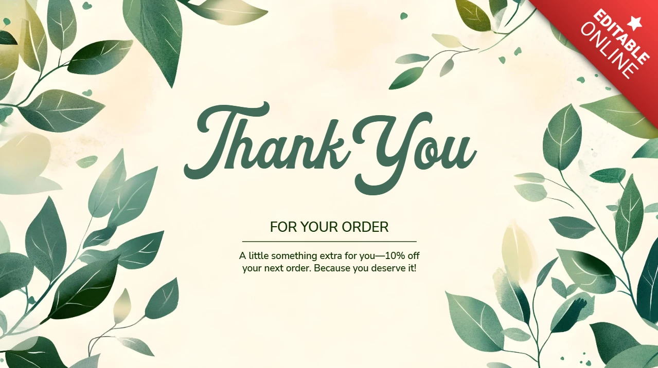Green Leaves Thank You Card Template