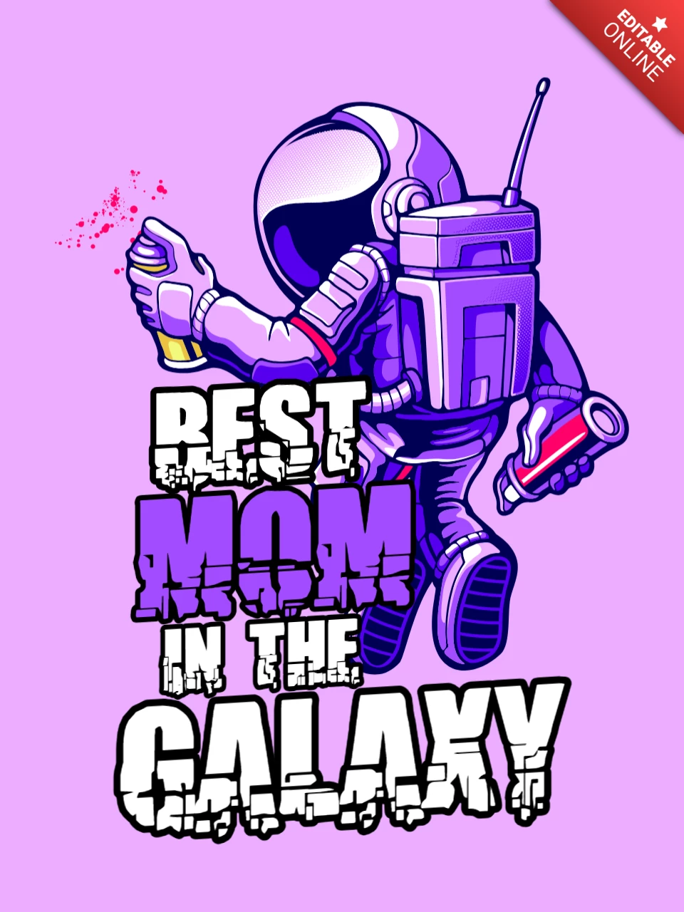 Beste mutter in der galaxie mit astronaut t-shirt design vorlage