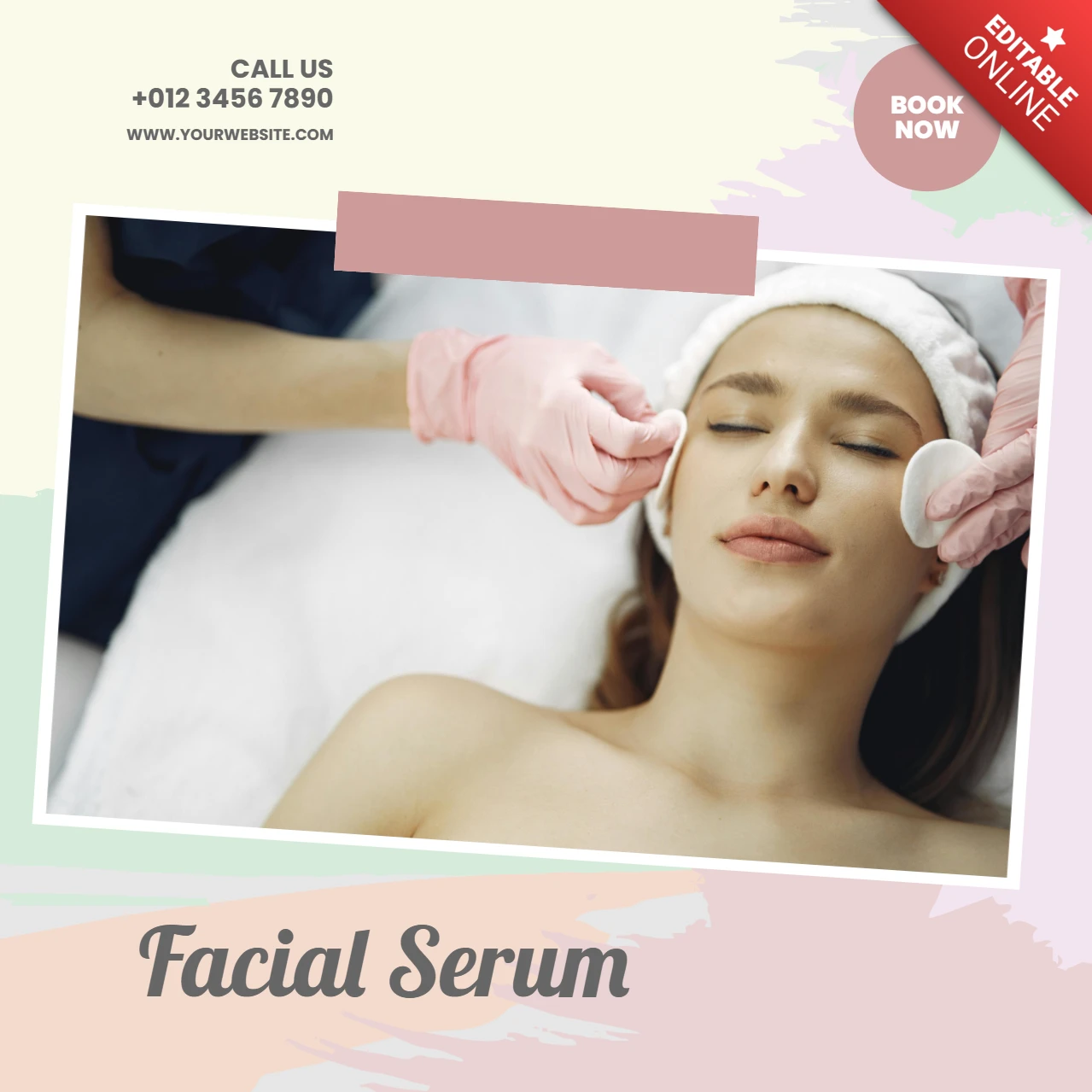 Leuke pastelkleurige spa-centrum promotionele Instagram-postontwerpsjabloon