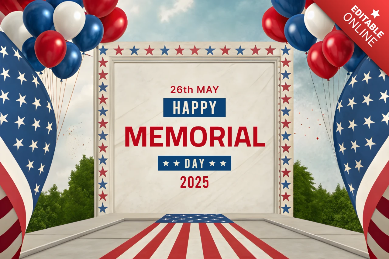 Festive Memorial Day Celebration Template Design with Patriotic Elements