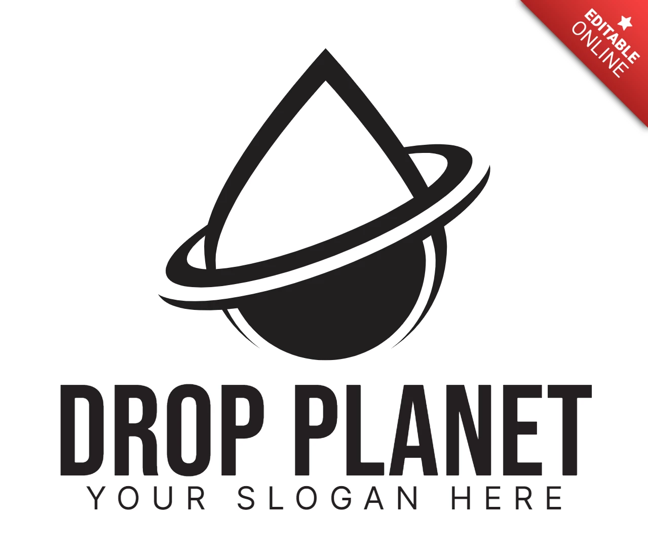 Modèle de conception de logo Drop Planet noir