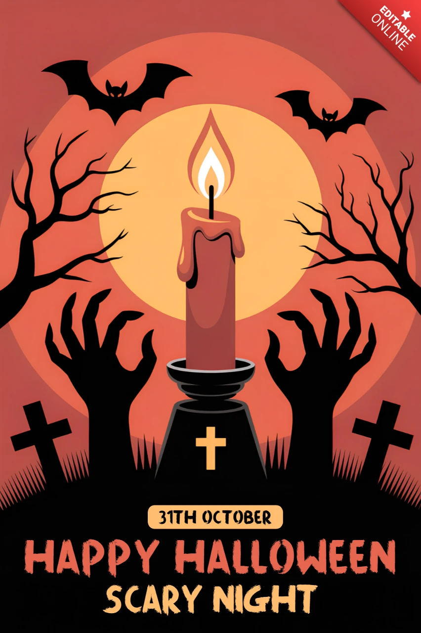 Spooky Halloween kaarsontwerp sjabloon voor posters