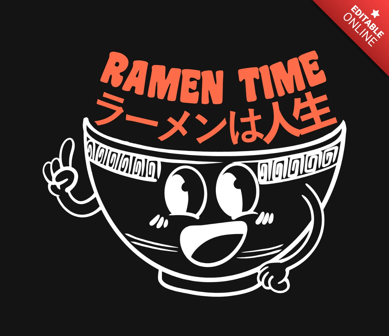 Modèle de design de t-shirt pour les amoureux de la nourriture japonaise, ramen et nouilles.