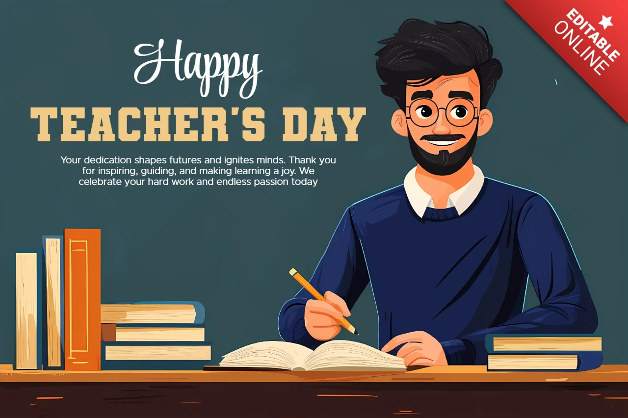 Happy teacher's day editierbare Design-Vorlage - Spaß und einnehmend Cartoon-Stil