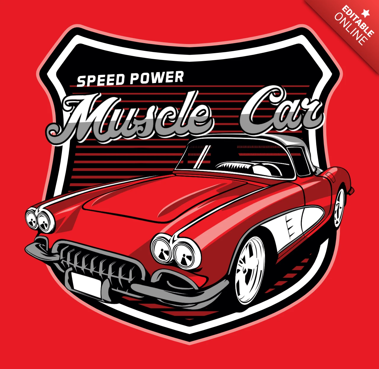 Szablon koszulki z samochodem typu muscle car