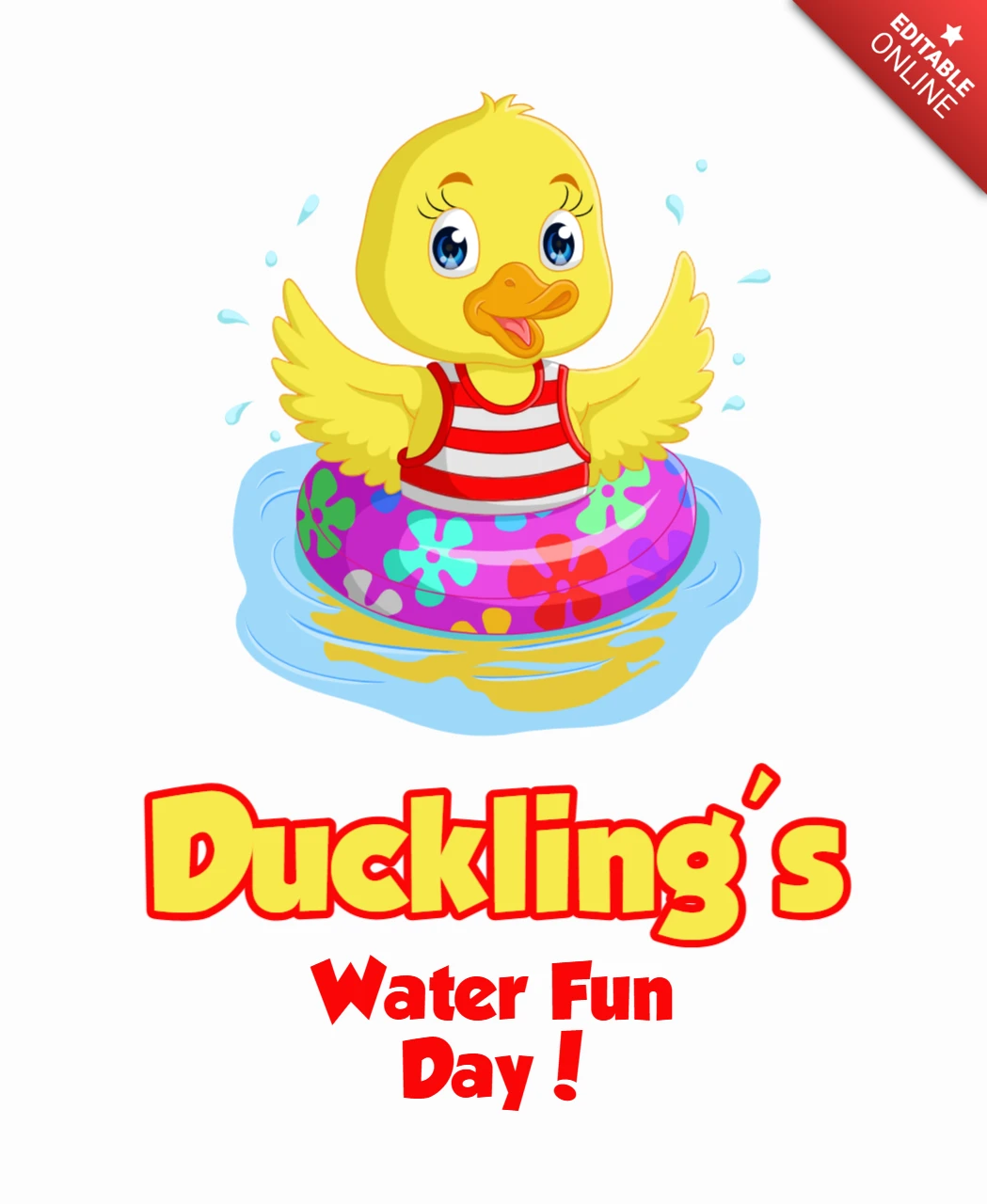 Modèle modifiable pour la journée d'amusement aquatique d'un caneton
