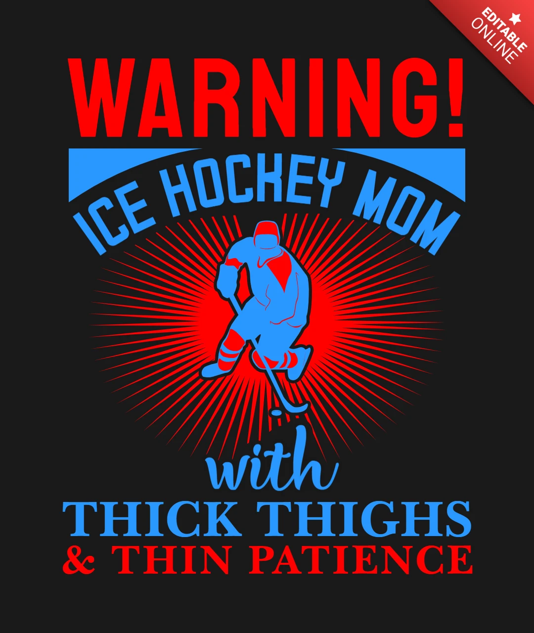 Warnung eishockey mutter mit dicken oberschenkeln t-shirt design vorlage