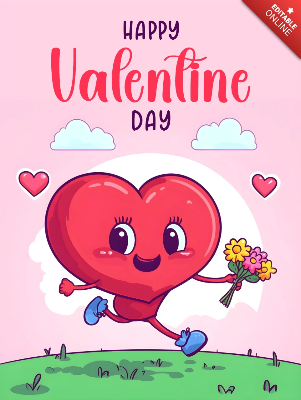 Feliz San Valentín plantilla de ilustración de corazón