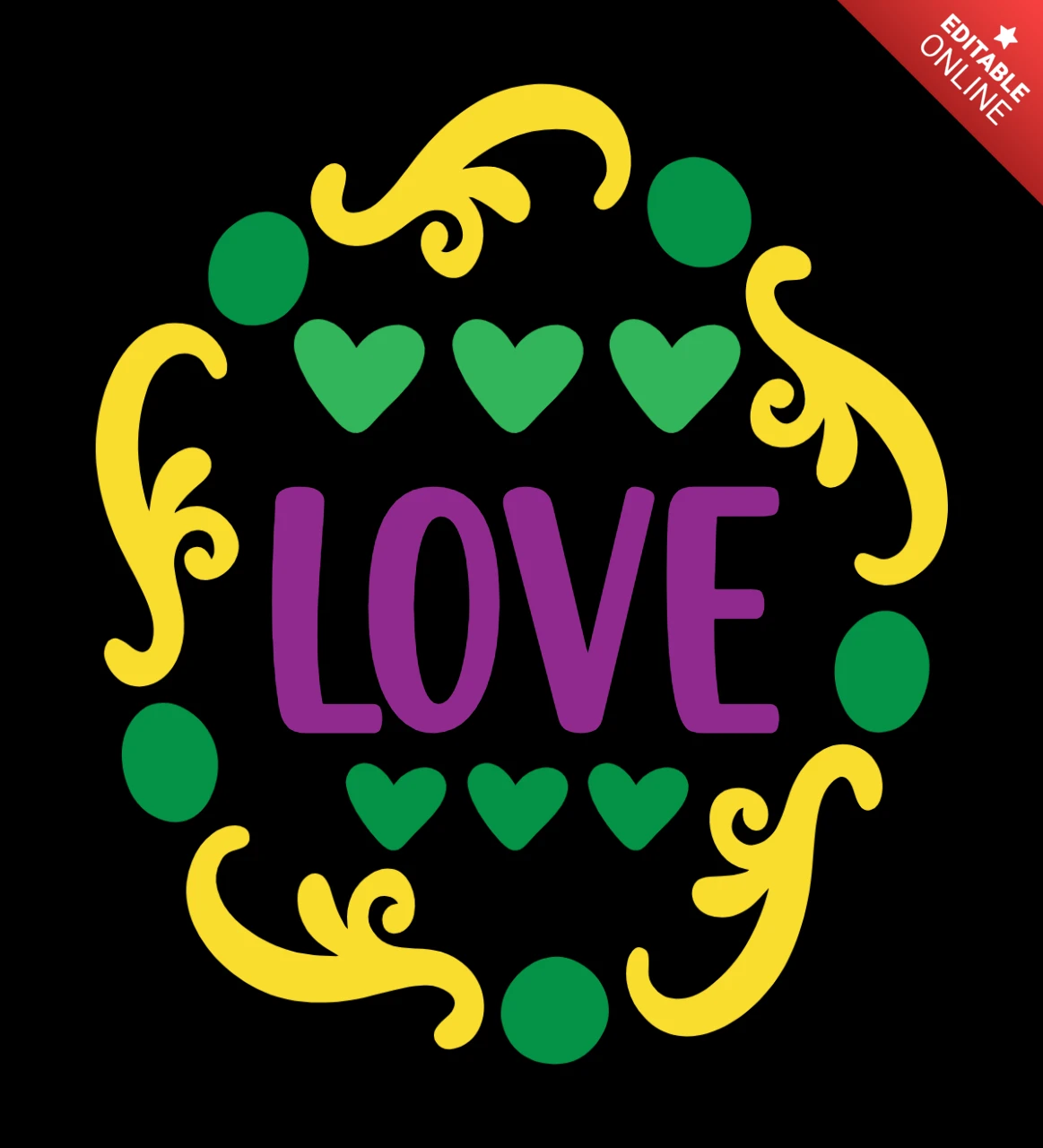 Plantilla de diseño de amor caprichoso con acentos florales de colores