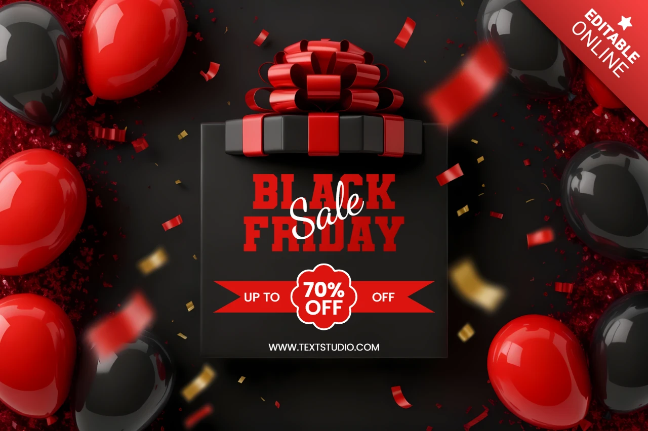 Black Friday Sale Template with Gift Box Design for Promotional Flyers